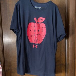 Under Armour Navy T-Shirt with Red Apple Graphic